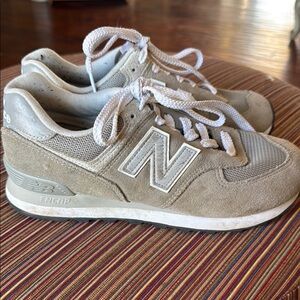 New Balance Beige and White Sneakers